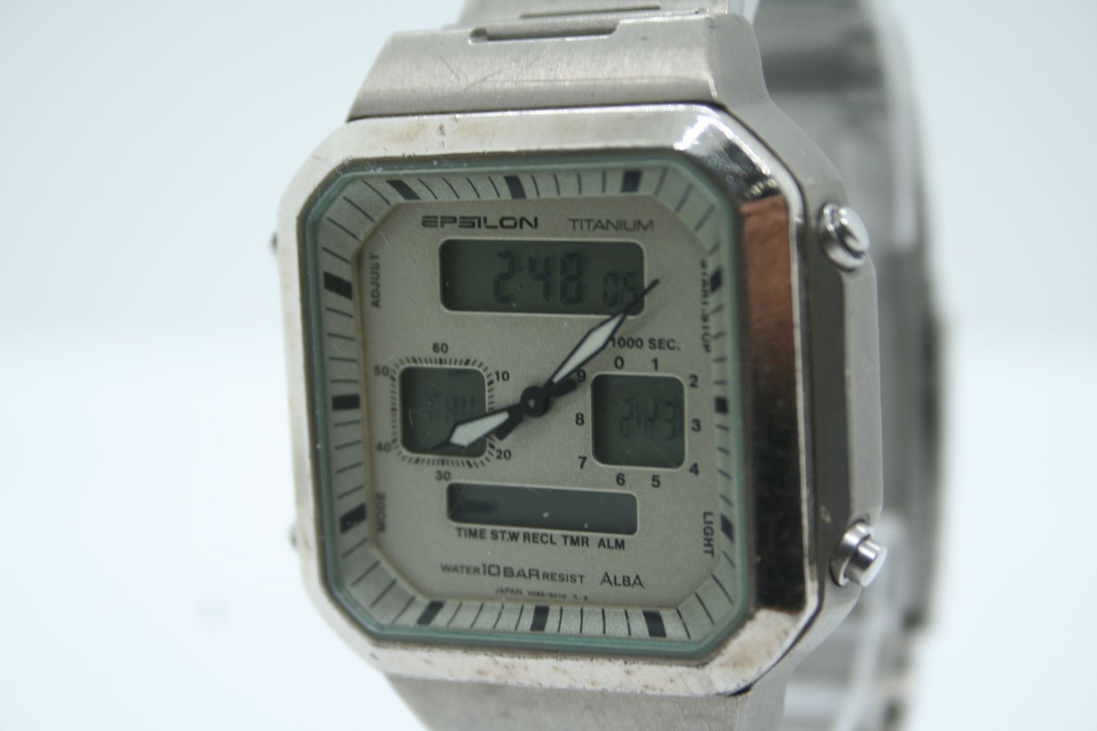 【良品 動作品】Vintage SEIKO Alba Epsilon V085-5010 Digital Titanium Mens セイコー アルバ イプシロン デジタル クォーツ メンズ#T536