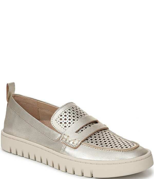 バイオニック レディース シューズ パンプス レザー ローファー Vionic Uptown Perforated Leather Packable Travel Penny Loafers Gold ゴールド