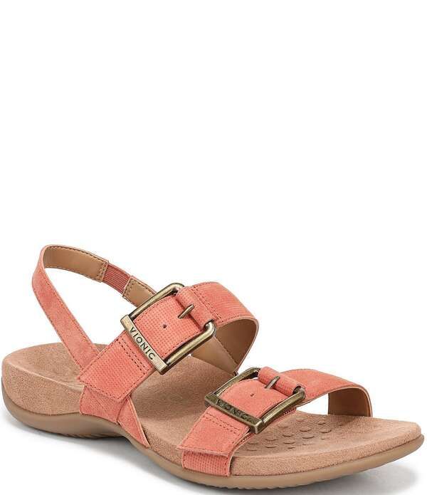 バイオニック レディース シューズ サンダル スエード Vionic Reese Suede HookandLoop Sandals Apricot Brandy アプリコット
