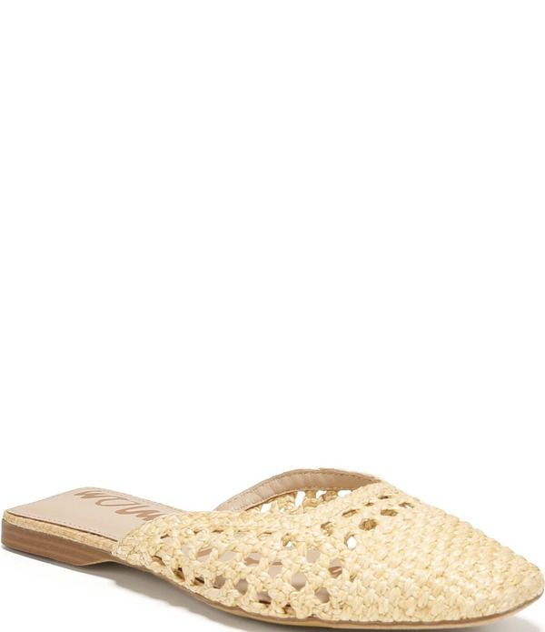 サムエデルマン レディース シューズ パンプス Sam Edelmanola Woven Raffia Square Toe Mules Bleach Beechwood