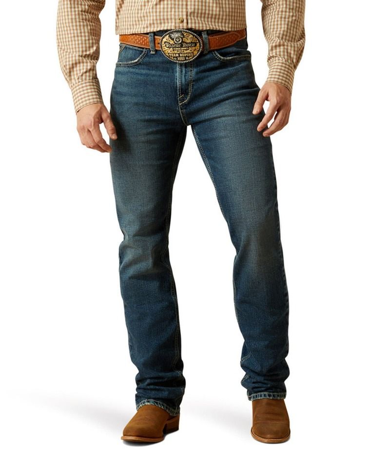 アリアト メンズ ボトムス デニムパンツ スリムフィット ストレート ジーンズ Ariat M7 Sawyer High Rise Slim Fit Straight Leg Jeans Blue ブルー