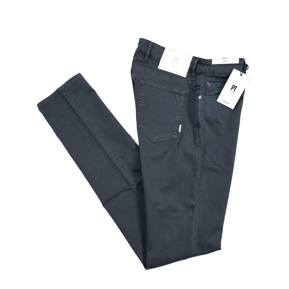 PT TORINO DENIM ピーティートリノデニム / SOUL ソウル SLIM FIT スリムフィット 5ポケットパンツ ノータック コットンパンツ 春夏 メンズ コットン リヨセル ストレッチ ネイビー イタリア製 PT05 437646
