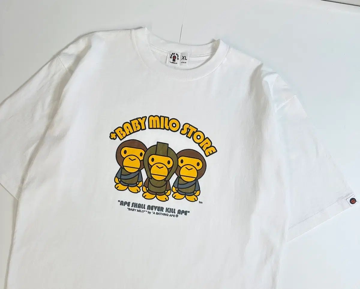 A BATHING APE ベイビー マイロ 白 半袖Tシャツ XL