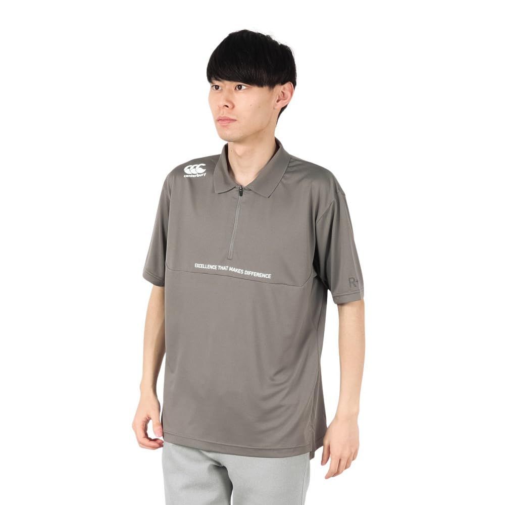 新品 [カンタベリー] ポロシャツ R+ FLEXCOOL CONTROL ZIP POLO メンズ チャコールグレー XL