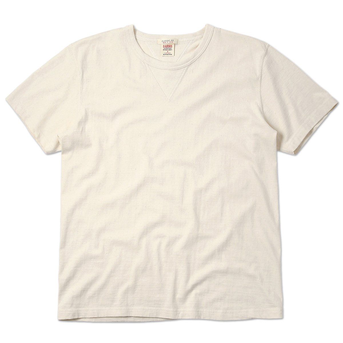 新品 [バーンズ] アウトフィッターズ OUTFITTERS 丸胴 ヴィンテージ V ガゼット クルーネック 半袖 Tシャツ XL IVORY