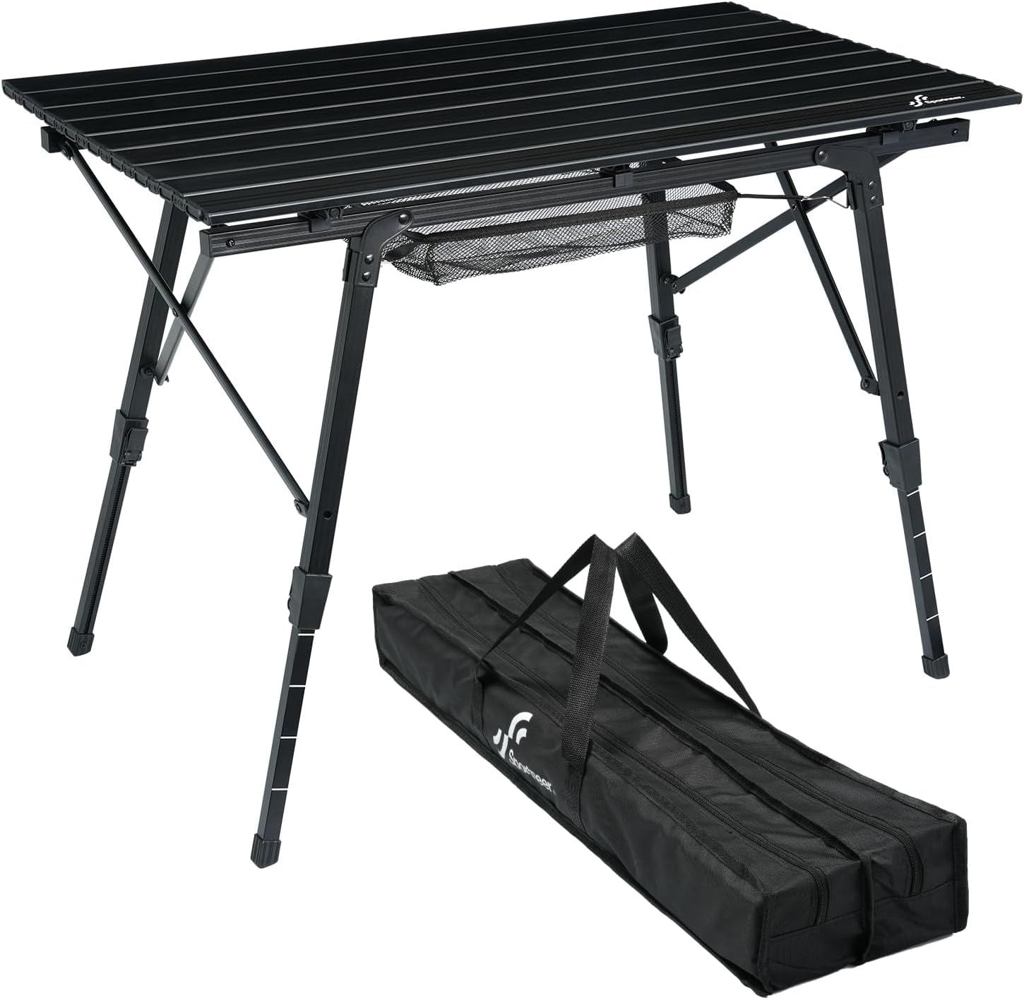 Sportneer キャンプ テーブル 折り畳み アルミ ロールテーブル コンパクト 高さ4段階調節可能 BBQテーブル 4-6人用 お花見 ハイキング ピクニック ビーチ 多機能 アルミニウム 表面加工 錆なし 収納袋つき 組み立てのステッ b207e49f