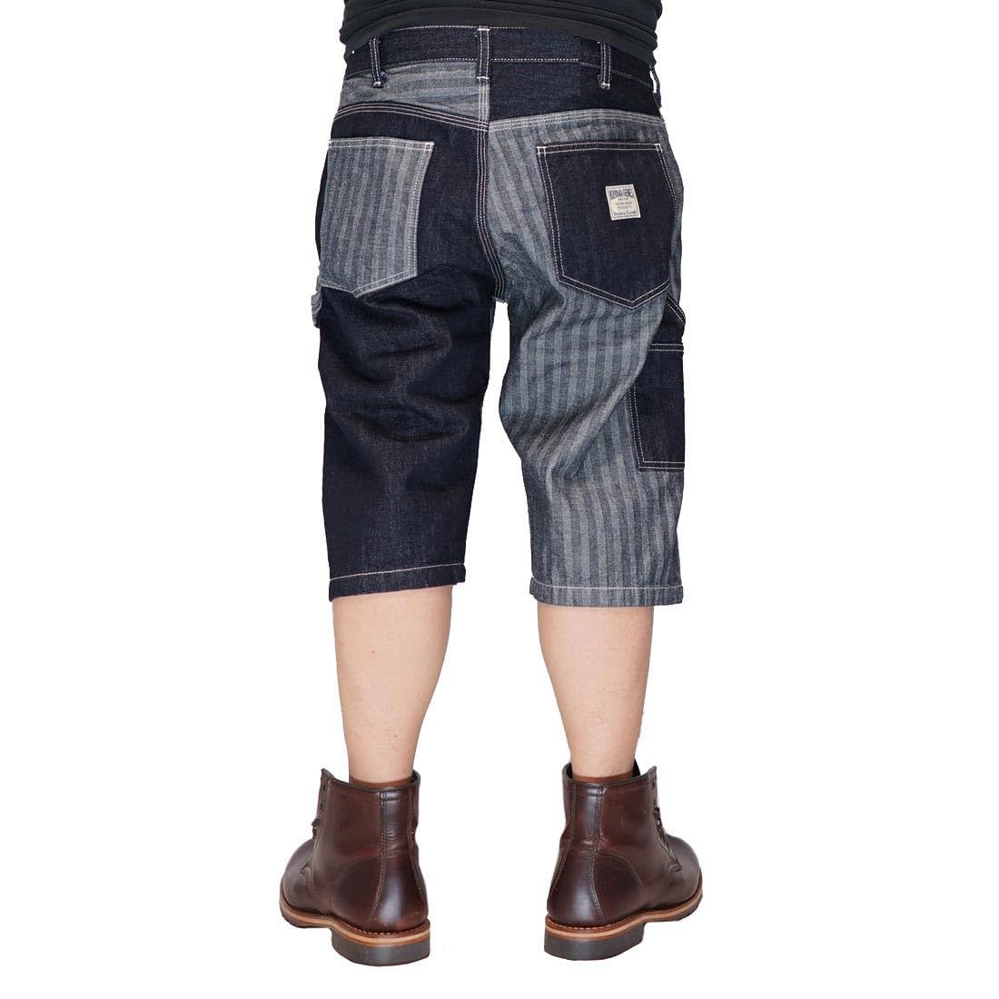 新品 児島ジーンズ KOJIMA GENES ショートパンツ マルチコンボ ワークパンツ ペインターパンツ ジーンズ デニム ワンウォッシュ 日本製 RNB-1377 インディゴヘリンボーン-36
