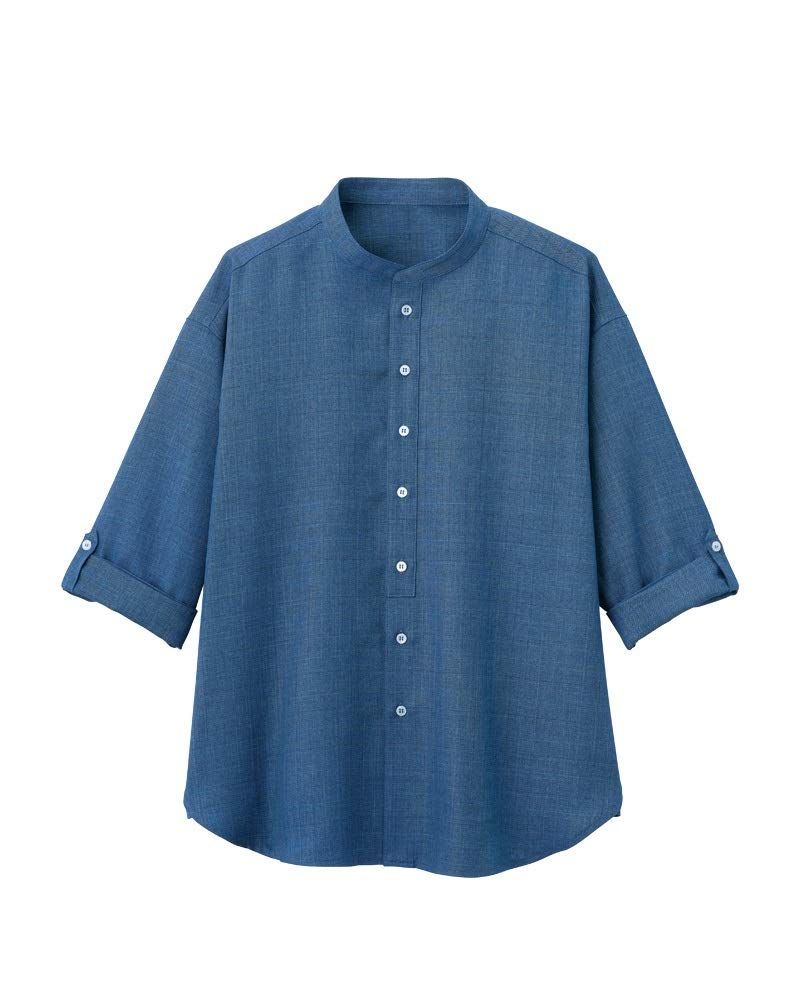 新品 [HEARTGREEN] HSY010 スカンジナビアン・パターンコレクションシャツ フィヨルドブルー S