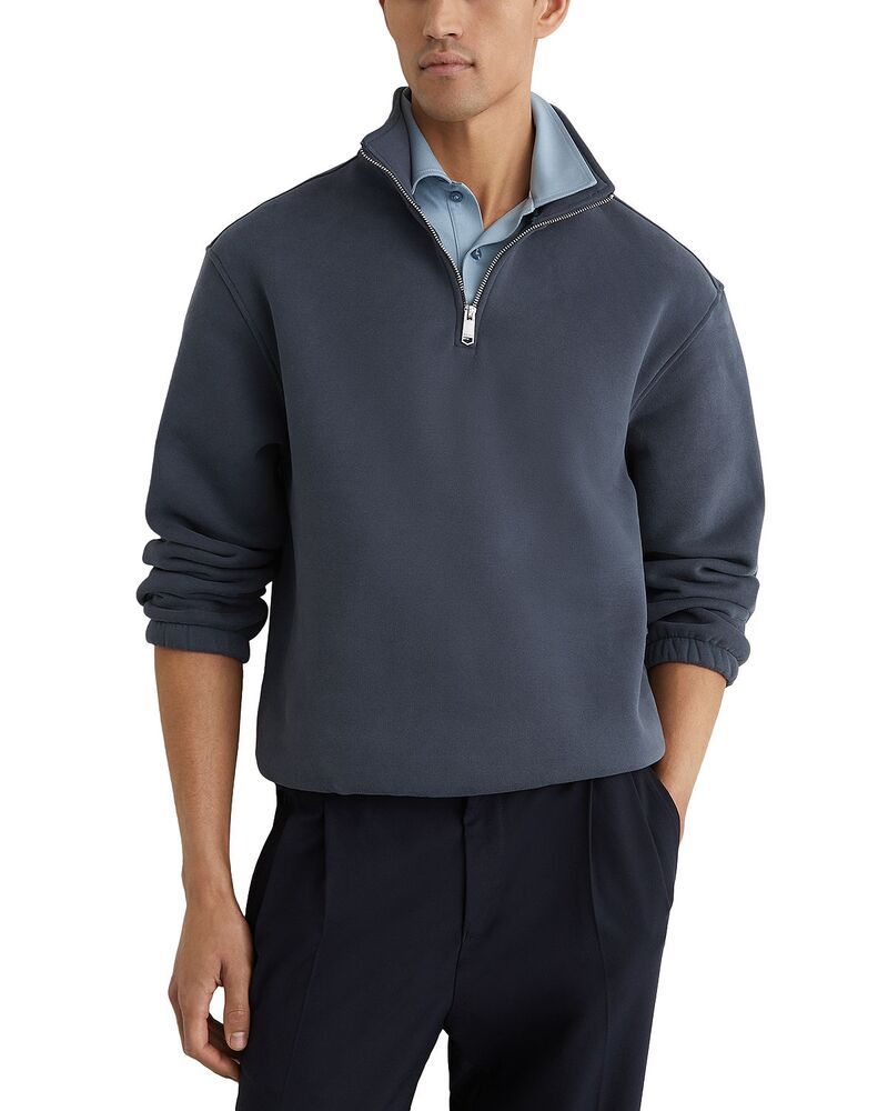レイス メンズ アウター ニット・セーター ハーフジップ REISS Over thead Quarter Zip Sweater Airforce Blue ブルー 20,866円