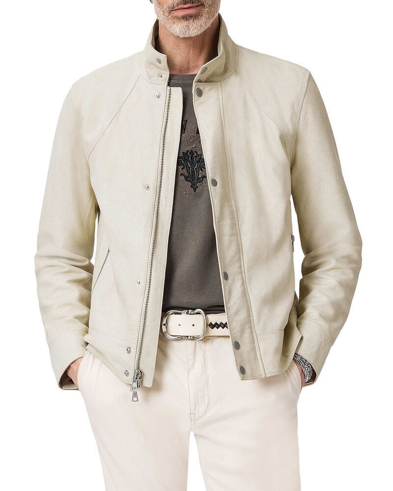 ジョンバルベイトス メンズ アウター ジャケット・ブルゾン クロップド レザー John Varvatos Ronan Leather Cropped Jacket Ivory アイボリー