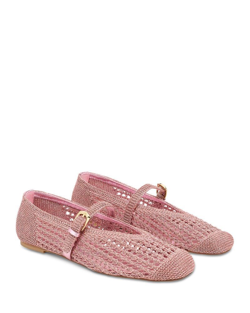 スチュアート ワイツマン レディース シューズ パンプス Stuart Weitzman Womens Leora Mary Jane Crochet Flats Pink Sand ピンク