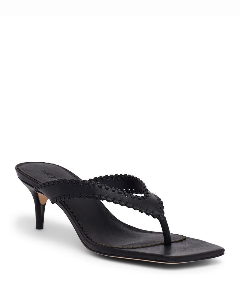 サンク セプト レディース シューズ サンダル レザー Cinq Sept Womens Frankie Leather Slide Sandals Black ブラック