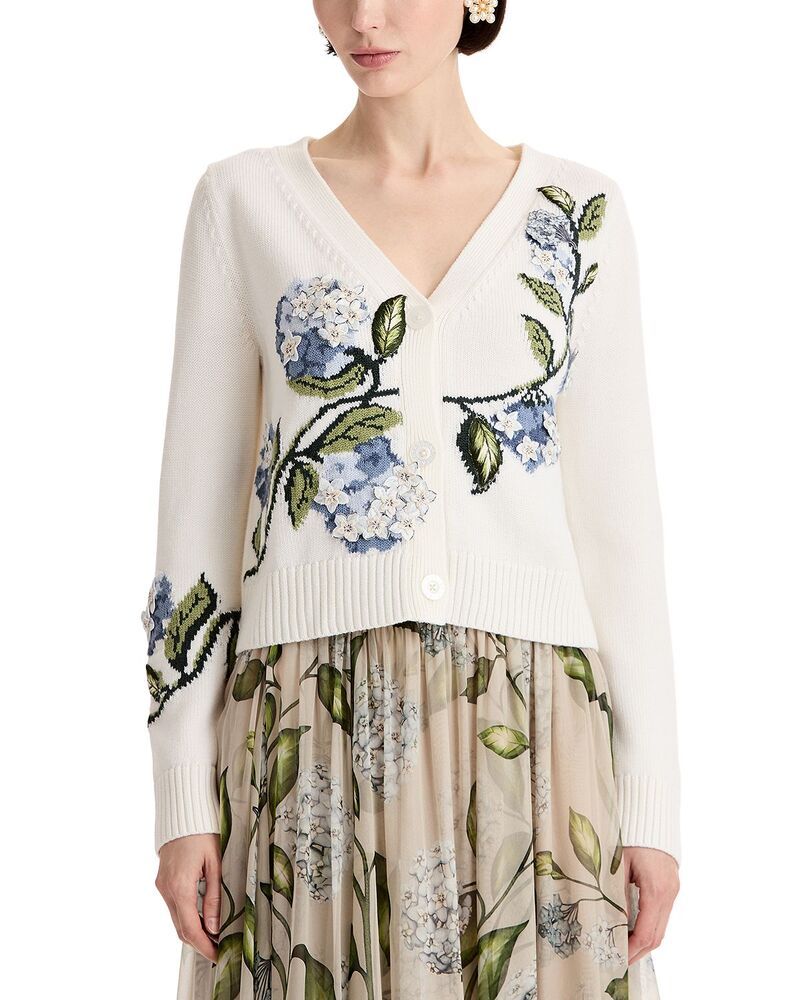 オスカー デ ラ レンタ レディース アウター ニット・セーター Vネック ウール カーディガン Oscar de la Renta Wool V Neck Cardigan Ivory アイボリー