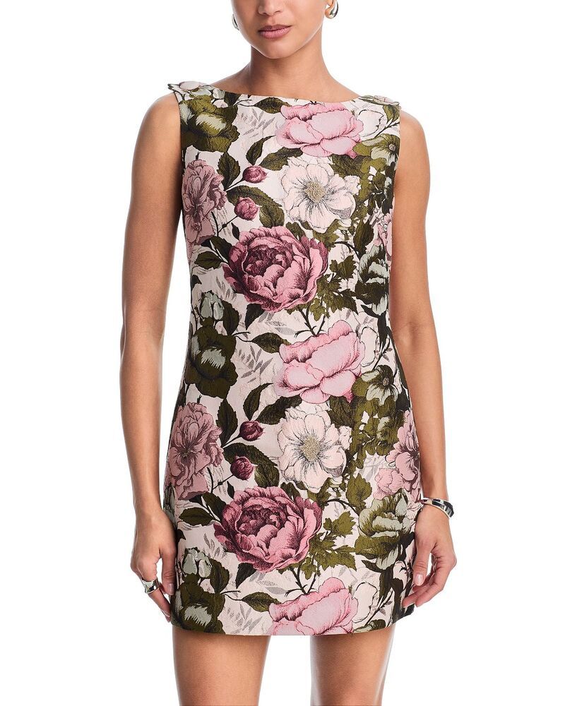 ミリー レディース トップス ワンピース フラワー柄 ミニ フラワー MILLY Lane Floral Jacquard Mini Dress Pinkgreen ピンク