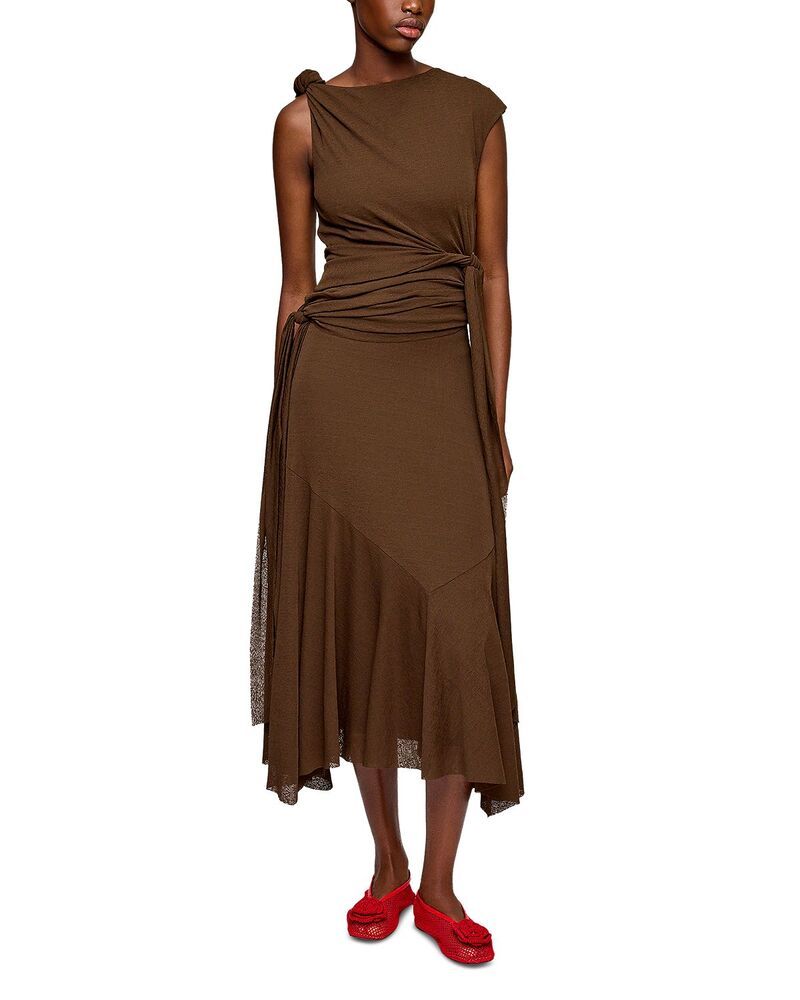 ガニー レディース トップス ワンピース ドレープ メッシュ GANNI Mesh Draped Knot Dress Demitasse
