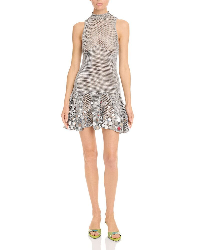 カサブランカ レディース トップス ワンピース ミニ Casablanca Crochet Mirror Mini Dressilver シルバー