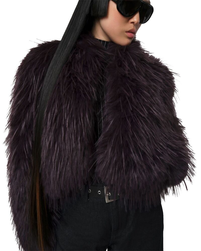 アパリス レディース アウター ジャケット・ブルゾン クロップド Apparis Ginette Faux Fur Cropped Jacket Midnight