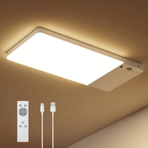 12000mAh シーリングライト 人感センサー付 LEDセンサーライト 室内 Type-C充電式 天井照明 3段階調色 無段階調光 30分/60分タイマー 小型 軽量 極薄 一体型 緊急対策 玄関/階段/キッチン/タンス/クローゼット マグ 1f7183cb