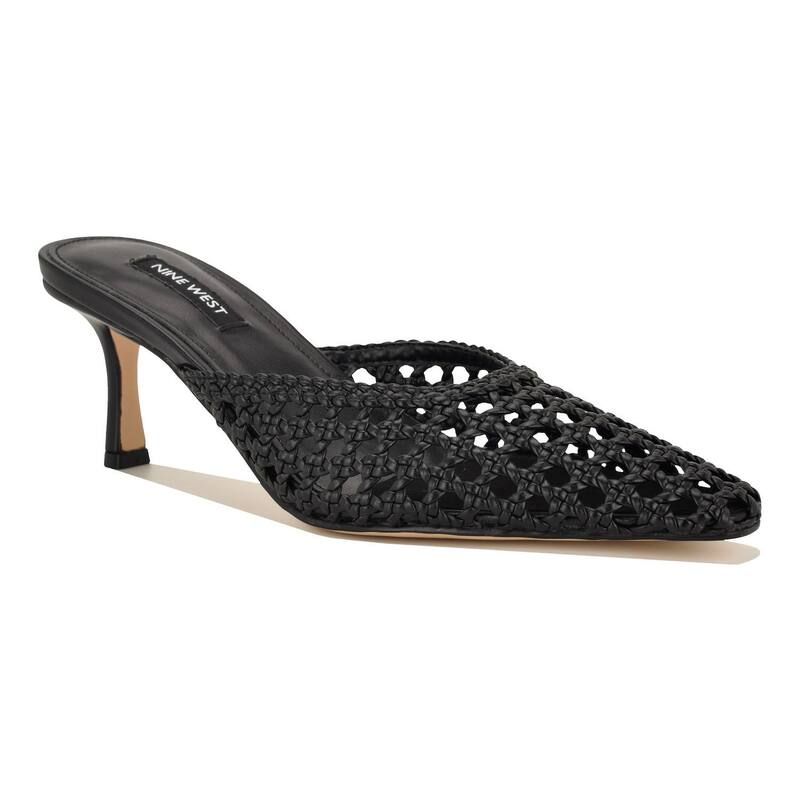 ナインウェスト レディース シューズ パンプス ヒール Nine West Camenlawomens Woven Tapered Heel Dress Mules Black ブラック