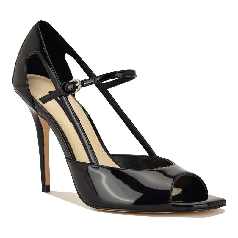 ナインウェスト レディース シューズ パンプス サンダル ヒール Nine West Perela WomenslipOn Stiletto Heel Dressandals Black Patent ブラック