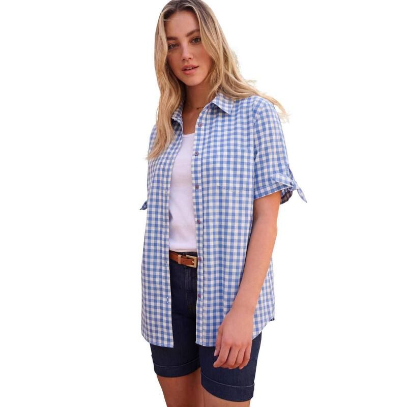 ロアマンズ レディース トップス シャツ プラスサイズ Roamans Womens Plusize Frencheck Shirt French Blue Check ブルー