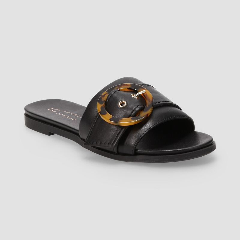 LC Lauren Conrad レディース シューズ サンダル LC Lauren Conrad Henna Circle Womens Buckle Slide Sandals Onyx