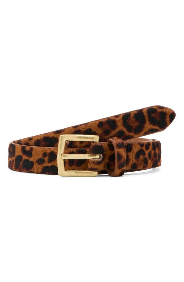 マンゴ レディース アクセサリー ベルト プリント MANGO Leopard Print Calf Hair Belt Brown ブラウン
