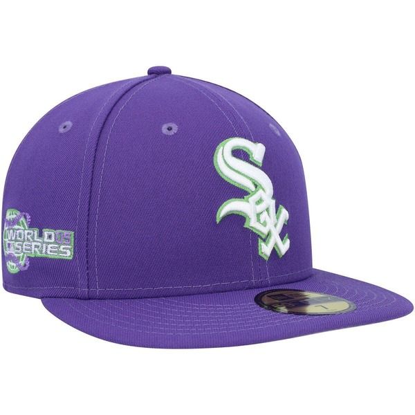 ニューエラ メンズ アクセサリー 帽子 Mens New Era Purple Chicago White Sox Lime Side Patch 59FIFTY Fitted Hat Purple パープル