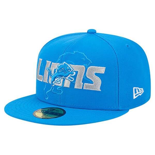 ニューエラ メンズ アクセサリー 帽子 Mens New Era Blue Detroit Lions Overlap Wordmark 59FIFTY Fitted Hat Blue ブルー