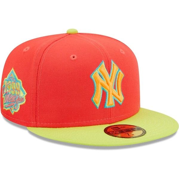 ニューエラ メンズ アクセサリー 帽子 Mens New Era RedNeon Greenew York Yankees Lava Highlighter Combo 59FIFTY Fitted Hat Red レッド