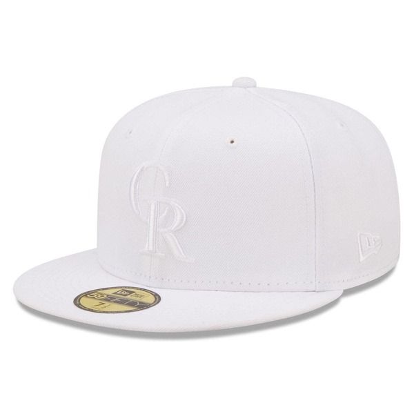 ニューエラ メンズ アクセサリー 帽子 Mens New Era Colorado Rockies White on White 59FIFTY Fitted Hat White ホワイト
