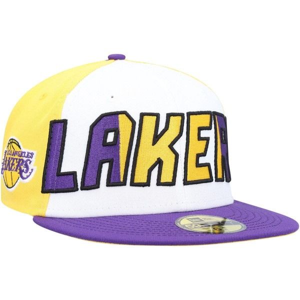ニューエラ メンズ アクセサリー 帽子 Mens New Era WhitePurple Los Angeles Lakers Back Half 9FIFTY Fitted Hat White ホワイト