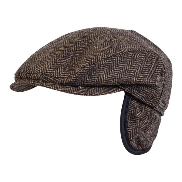 ウィゲンズ メンズ アクセサリー 帽子 ウール キャップ Wigens Mens Herringbone Wool Ivy Slim Cap with Earflaps Olive オリーブ