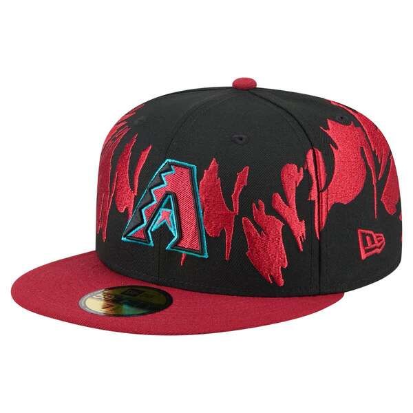 ニューエラ メンズ アクセサリー 帽子 Mens New Era BlackRed Arizona Diamondbacks Retro Pattern 59FIFTY Fitted Hat Black ブラック
