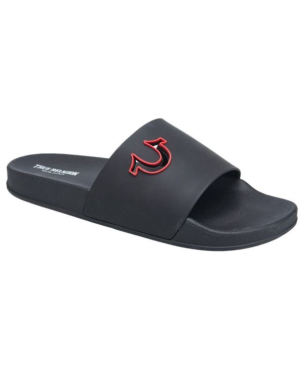トゥルーレリジョン メンズ シューズ サンダル ロゴ True Religion Russell Chopout Logo Slide Black ブラック