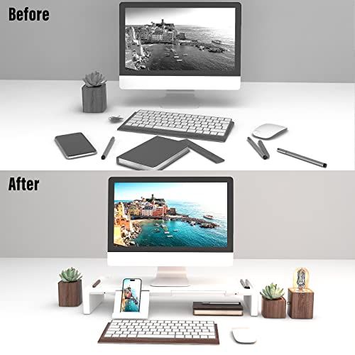 Olmaster モニター台 机上台 折りたたみ 3段式幅調整 PC モニタースタンド スマホ&タブレット ホルダー付 ディスプレイ台 キーボード収納 引き出し 8CM高度 耐荷重35kg ノートパソコンスタンド PC作業 正規品 (白) 国 ce4644de Olmaster モニター台 机上台 折りたたみ 3段式幅調整 PC モニタースタンド スマホ&タブレット ホルダー付 ディスプレイ台 キーボード収納 引き出し 8CM高度 耐荷重35kg ノートパソコンスタンド PC作業 正規品 (白) 国 ce4644de