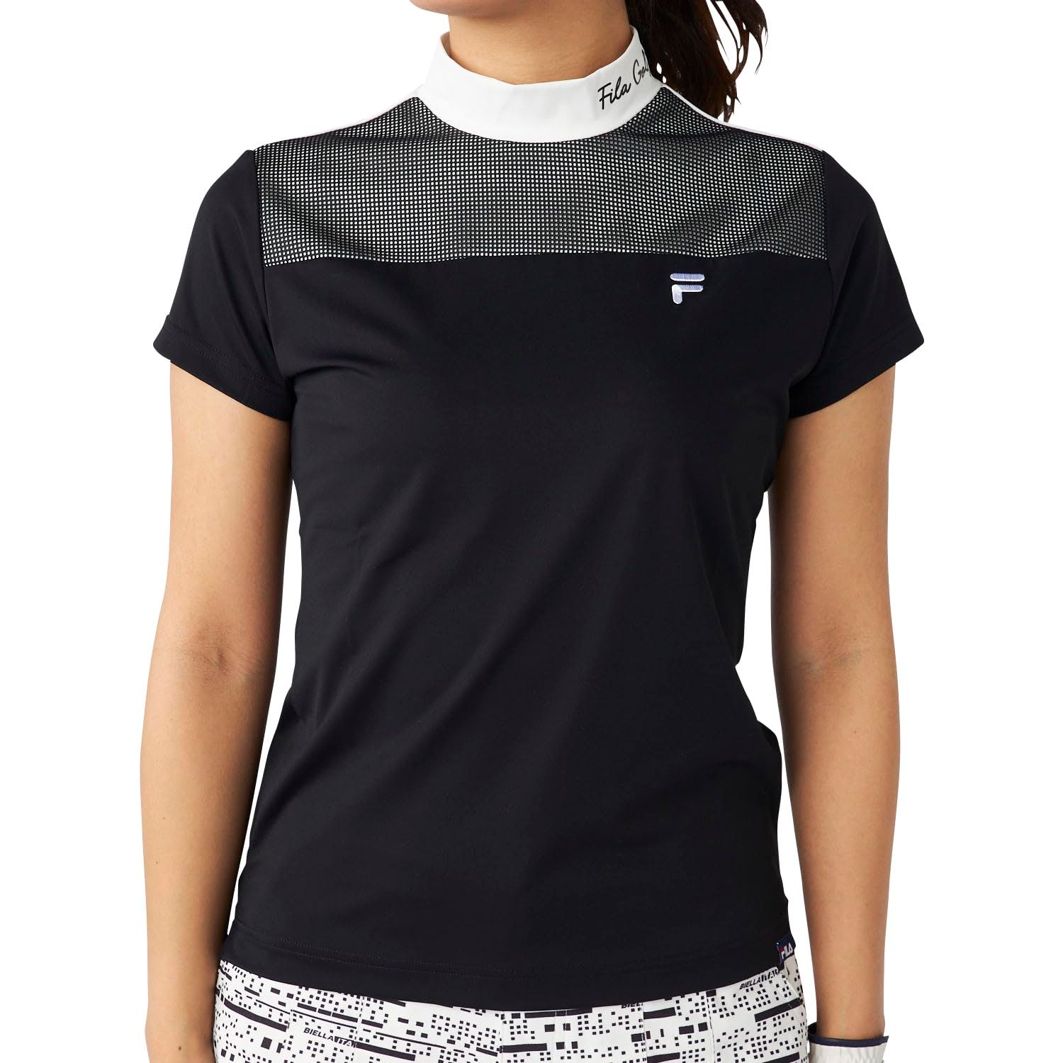 新品 FILA GOLF 半袖モックネックシャツ レディース 755647 BK M