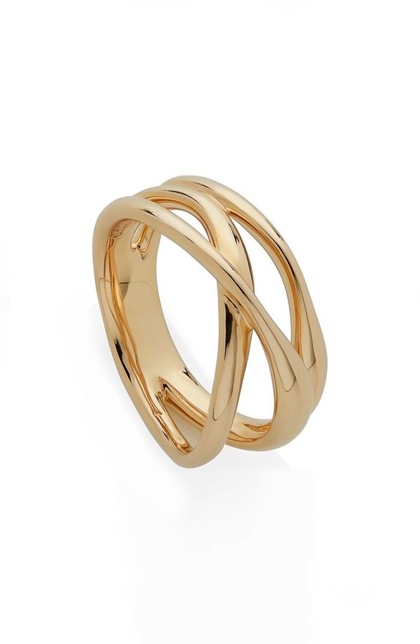 モニカヴィナダー レディース アクセサリー 指輪 Monica Vinader Nura Crossovering Yellow Gold イエロー