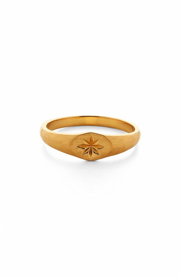 モニカヴィナダー レディース アクセサリー 指輪 Monica Vinader Guiding Star Signet Ring 18Ct Gold Vermeil On Silver ゴールド