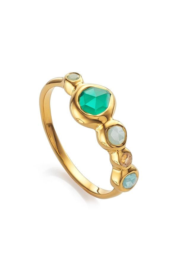 モニカヴィナダー レディース アクセサリー 指輪 Monica Vinader Siren Tonal Half Eternity Ring 18Ct Gold VermeilSs ゴールド