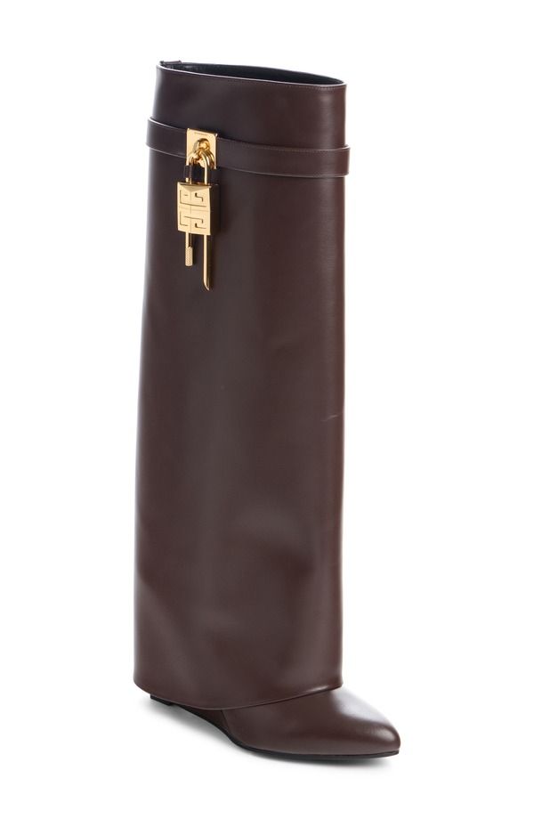 ジバンシー レディース シューズ ブーツ・レインブーツ Givenchy Shark Lock Wedge Boot Ebony Brown ブラウン