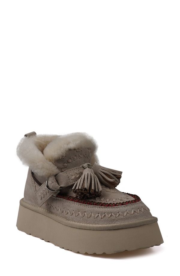 ジジ レディース シューズ ブーツ・レインブーツ ZIGI Mindey Faux Fur Tassel Bootie Off White Suede オフホワイト