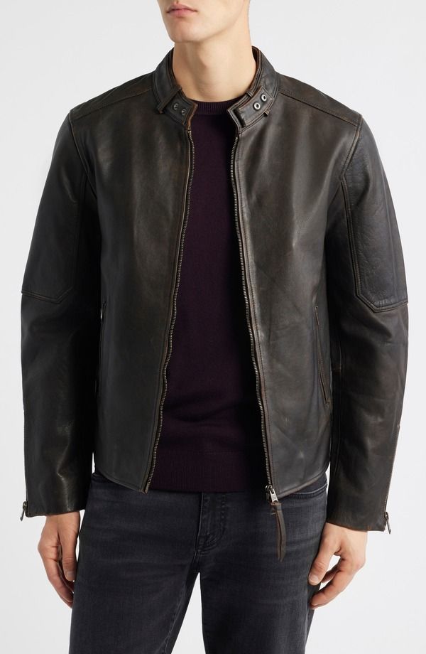 オールセインツ メンズ アウター ジャケット・ブルゾン レザー AllSaints Cora Leather Jacket Cognac Brown ブラウン