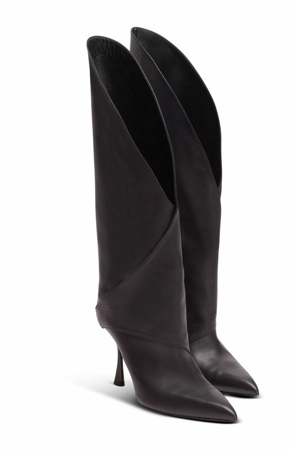 バルマン レディース シューズ ブーツ・レインブーツ レザー ヒール Balmain Twist Heeled Leather Boots Black ブラック