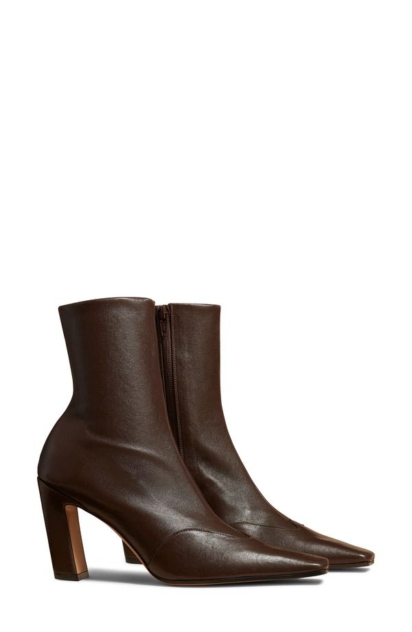 カイト レディース シューズ ブーツ・レインブーツ Khaite Nevada Square Toe Bootie Dark Brown ブラウン|詳細画像