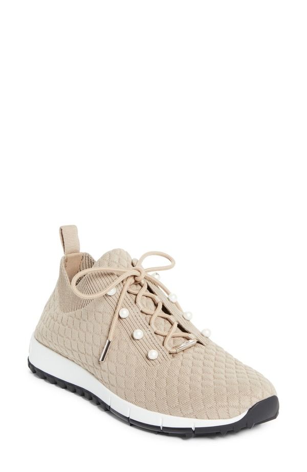 ジミーチュー レディース シューズ スニーカー ニット Jimmy Choo Veles Faux Pearl Knit Sneaker X Stone ストーン