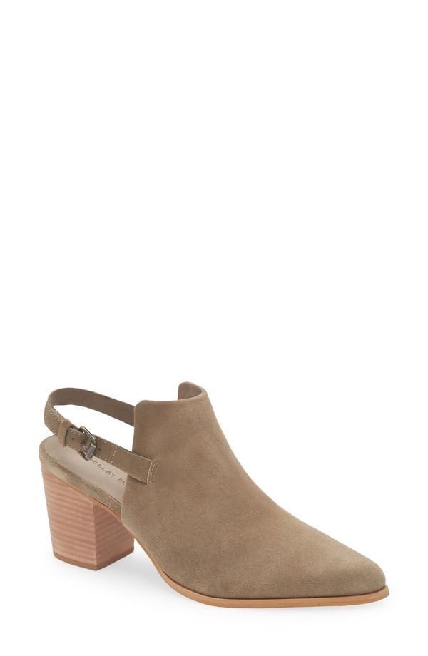 ショコラブルー レディース シューズ ブーツ・レインブーツ Chocolat Blu Evie Slingback Bootie Taupe Suede トープ