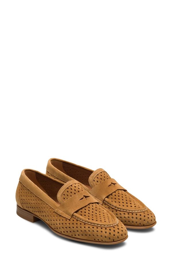 マグナーニ レディース シューズ スリッポン・ローファー Magnanni Crista Perforated Penny Loafer Segale Suede