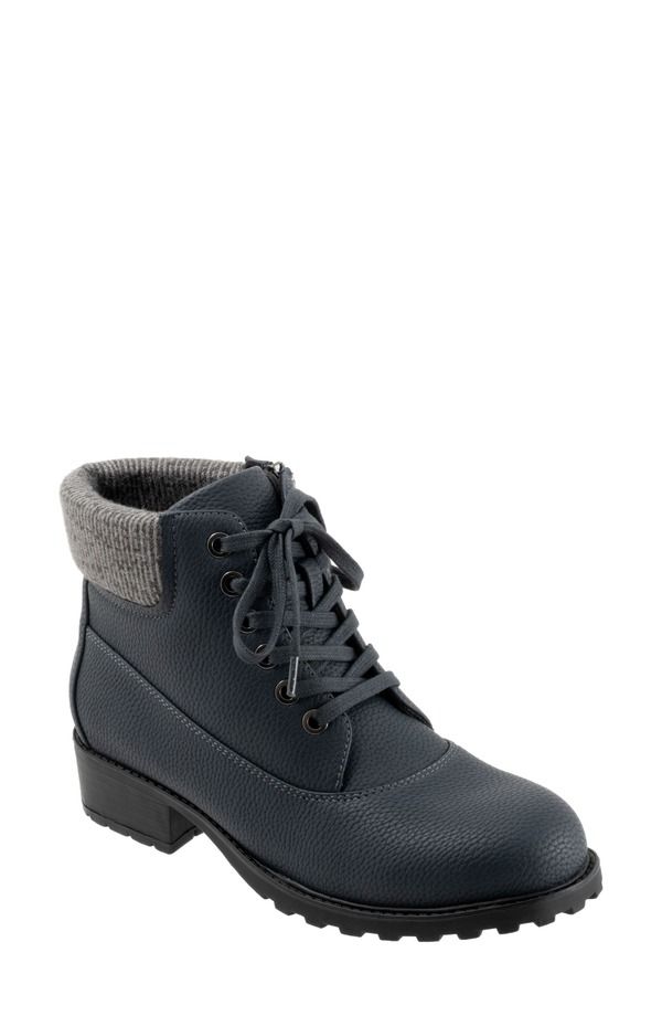 トロッターズ レディース シューズ ブーツ・レインブーツ Trotters Bellamy Faux Fur Lined Bootie Navy ネイビー