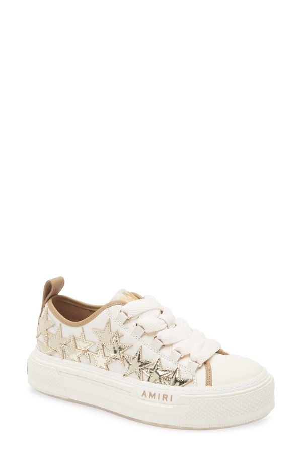 アミリ レディース シューズ スニーカー プラットフォーム AMIRI Stars Court Low Toplatform Sneaker White Gold Brown ホワイト
